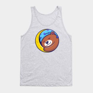 Cute Bear Sleeping On Moon Tank Top